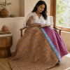 Rose Paisley Vintage Kantha Quilt – Hand-Stitched Reversible Sari Throw, Twin | EBY-TW-266 - Image 2
