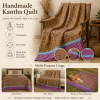 Rose Paisley Vintage Kantha Quilt – Hand-Stitched Reversible Sari Throw, Twin | EBY-TW-266 - Image 4