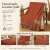 Indigo Patchwork Vintage Kantha Quilt – Hand-Stitched Reversible Sari Throw, Twin | EBY-TW-268 - Image 4