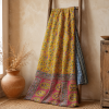 Olive Blossom Vintage Kantha Quilt – Hand-Stitched Reversible Sari Throw, Twin | EBY-TW-269 - Image 5