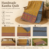 Olive Blossom Vintage Kantha Quilt – Hand-Stitched Reversible Sari Throw, Twin | EBY-TW-269 - Image 4