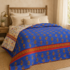 Charcoal Grey Geometric Vintage Kantha Quilt – Hand-Stitched Reversible Sari Throw, Twin | EBY-TW-270 - Image 3