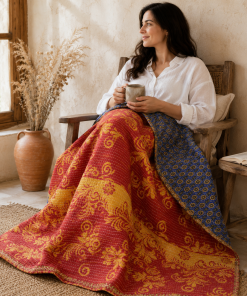 Alternative view of Artisan Collection No. 271 Vintage Kantha Quilt – Hand-Stitched Reversible Sari Throw, Twin | EBY-TW-271