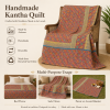Artisan Collection No. 273 Vintage Kantha Quilt – Hand-Stitched Reversible Sari Throw, Twin | EBY-TW-273 - Image 4