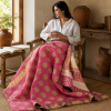 Artisan Collection No. 275 Vintage Kantha Quilt – Hand-Stitched Reversible Sari Throw, Twin | EBY-TW-275 - Image 2