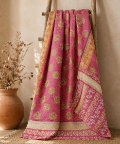 Alternative view of Artisan Collection No. 276 Vintage Kantha Quilt – Hand-Stitched Reversible Sari Throw, Twin | EBY-TW-276