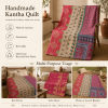 Artisan Collection No. 279 Vintage Kantha Quilt – Hand-Stitched Reversible Sari Throw, Twin | EBY-TW-279 - Image 4