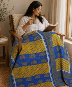 Alternative view of Artisan Collection No. 280 Vintage Kantha Quilt – Hand-Stitched Reversible Sari Throw, Twin | EBY-TW-280