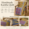 Artisan Collection No. 280 Vintage Kantha Quilt – Hand-Stitched Reversible Sari Throw, Twin | EBY-TW-280 - Image 4