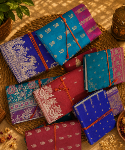 Alternative view of Set of 5 Handmade Indian Fabric Journals – Traditional Brocade Notebook, Vintage Style Writing Diary, Boho Gift Journal