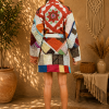 Light Blue Multicolor Patchwork Kantha Jacket – 3 Layer Cotton Hand Stitched Boho Coat - Image 4