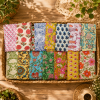 Set of 20 Indian Cotton Hand Block Printed Napkins – Assorted Floral Table Napkins, Reusable Cloth Dinner Napkins, Boho Kitchen Décor - Image 2
