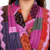 Pink Multicolor Patchwork Kantha Kimono Jacket – Handmade 3 Layer Cotton Belted Boho Robe for Women - Image 5