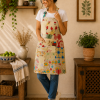 Vintage Kantha Patchwork Cotton Apron – Handmade Recycled Sari Kitchen Apron - Image 4