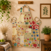 Vintage Kantha Patchwork Cotton Apron – Handmade Recycled Sari Kitchen Apron - Image 2