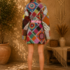 Light Blue & Rust Multicolor Patchwork Kantha Jacket – 3 Layer Cotton Boho Coat - Image 4