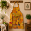 Yellow Orange Vintage Kantha Patchwork Apron – Handmade Cotton Sari Kitchen Apron - Image 2