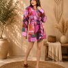 Pink Kantha Patchwork Kimono Robe – 3 Layer Cotton Handmade Jacket, Boho Quilted Indian Robe, One Size - Image 2