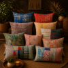 Set of 5 Vintage Kantha Pillow Covers 18x18 Inches – Handmade Patchwork Cushion Covers, Boho Indian Home Decor