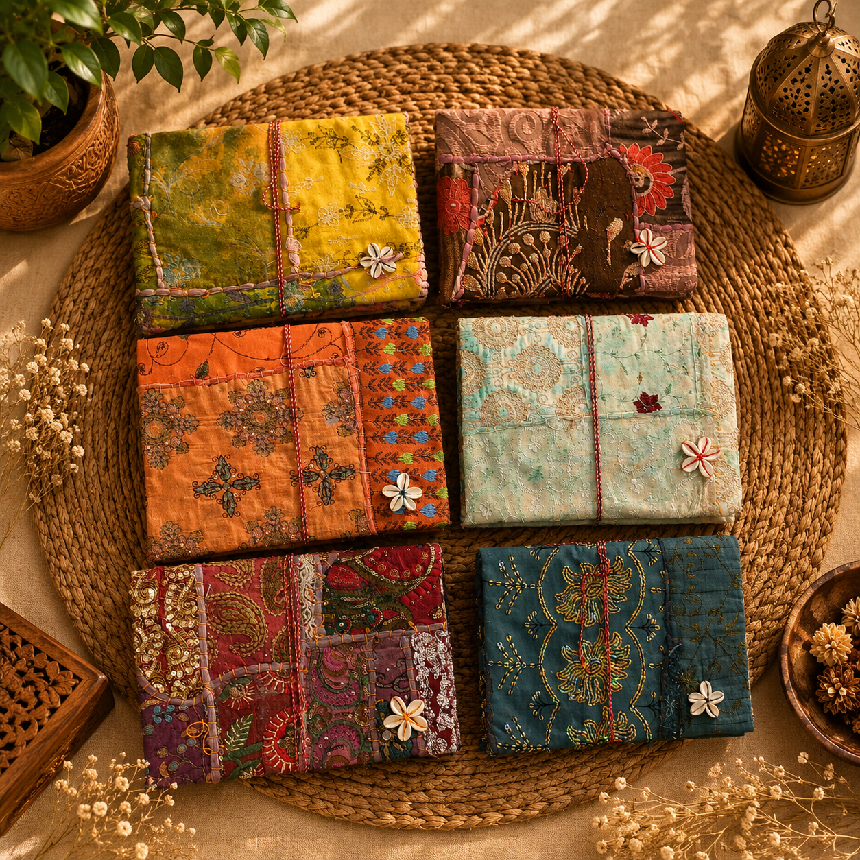 Vintage Kantha Handmade Journal – 100 Pages Patchwork Fabric Notebook, Recycled Sari Diary, Boho Indian Writing Journal – 1 Piece - Image 5