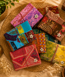 Vintage Kantha Handmade Journal – 100 Pages Patchwork Fabric Notebook, Recycled Sari Diary, Boho Indian Writing Journal – 1 Piece