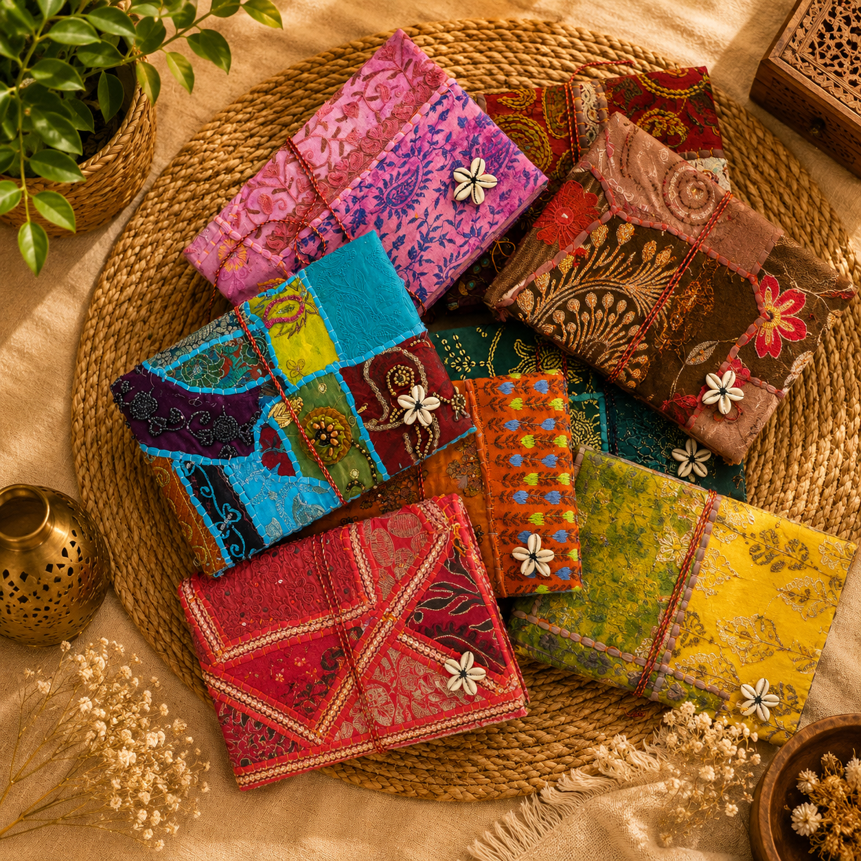 Vintage Kantha Handmade Journal – 100 Pages Patchwork Fabric Notebook, Recycled Sari Diary, Boho Indian Writing Journal – 1 Piece