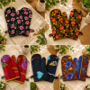 Vintage Kantha Oven Mitts Pair – Handmade Cotton Sari Quilted Kitchen Gloves - Image 3