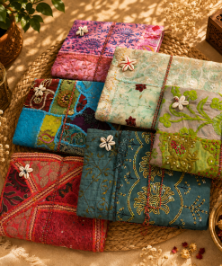 Alternative view of Vintage Kantha Handmade Journal – 100 Pages Patchwork Fabric Notebook, Recycled Sari Diary, Boho Indian Writing Journal – 1 Piece