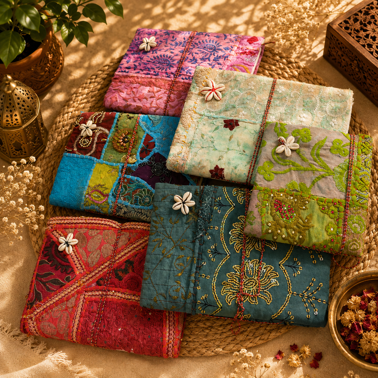 Vintage Kantha Handmade Journal – 100 Pages Patchwork Fabric Notebook, Recycled Sari Diary, Boho Indian Writing Journal – 1 Piece - Image 2