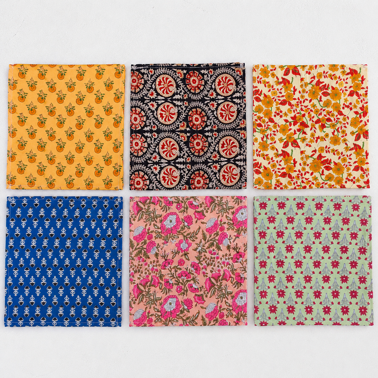 20 Pcs Cotton Napkins 18x18 Inches – Handmade Floral Block Print Cloth Napkins – Multicolor Assorted Dinner Napkin Set - Image 3