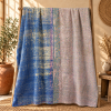 Aqua Blue & Blush Pink Vintage Kantha Quilt 60 x 90 Inches – Handmade Cotton Bedspread – One of a Kind - Image 5