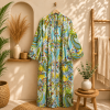 White Green Floral Paisley Long Kimono Robe – Boho Printed Maxi Kimono Jacket for Women - Image 3