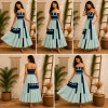 Mint Green & Navy Blue Maxi Dress – Strapless Smocked Tiered Boho Summer Dress - Image 5