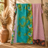 Vintage Handmade Kantha Quilt – Red Floral Recycled Sari Throw, Reversible Indian Bedspread & Boho Blanket - Image 5