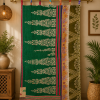 Green Vintage Kantha Curtain – Handmade Cotton Patchwork Boho Indian Window Door Curtain – 1 Pc - Image 5