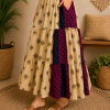 Pink Navy Blue & Cream Patchwork Maxi Dress – Strapless Smocked Tiered Boho Summer Dress - Image 6