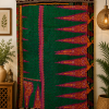 Green Vintage Kantha Curtain – Handmade Cotton Patchwork Boho Indian Window Door Curtain – 1 Pc - Image 2