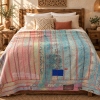 Vintage Pastel Blue Pink Kantha Quilt 60x90 Inches – Hand Stitched Cotton Boho Bedspread Throw - Image 2