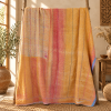 Pink & Mustard Yellow Vintage Kantha Quilt 60 x 90 Inches – Handmade Cotton Patchwork Bedspread - Image 5