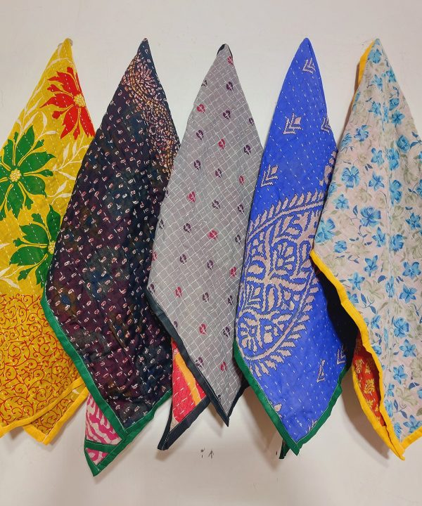 Alternative view of 20 Pcs Vintage Kantha Cotton Napkins 18x18 Inches – Handmade Patchwork Cloth Dinner Napkins – Multicolor Assorted Set
