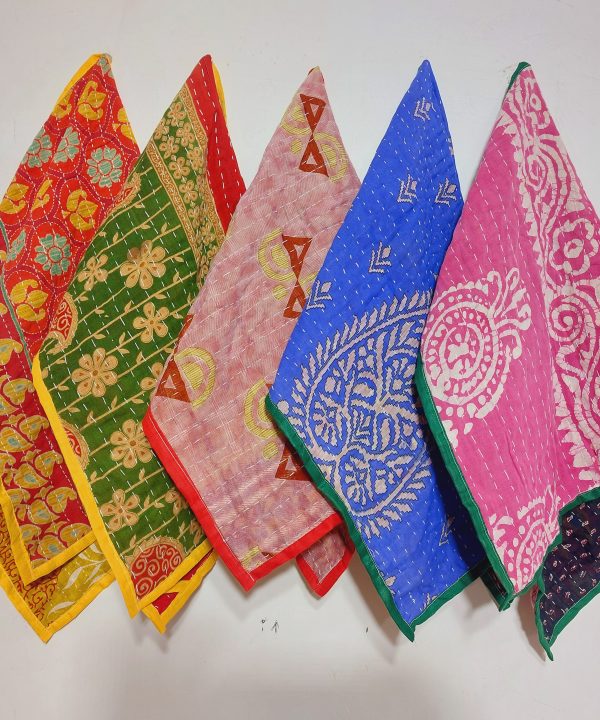 Alternative view of 20 Pcs Vintage Kantha Cotton Napkins 16x16 Inches – Handmade Patchwork Cloth Dinner Napkins – Multicolor Assorted Set