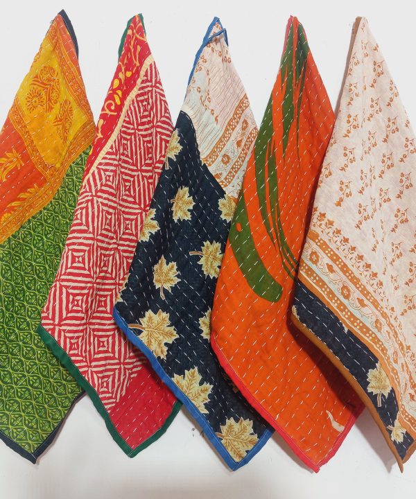 Alternative view of 20 Pcs Vintage Kantha Cotton Napkins 16x16 Inches – Handmade Patchwork Cloth Dinner Napkins – Multicolor Assorted Set