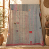 Vintage Dusty Pink & Beige Kantha Quilt 60x90 Inches – Handmade Striped Cotton Bedspread Throw - Image 5
