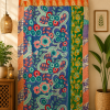 Blue Vintage Kantha Curtain – Handmade Cotton Patchwork Boho Indian Window Door Curtain – 1 Pc - Image 4