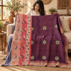 Vintage Purple Kantha Quilt 60x90 Inches – Handmade Cotton Boho Bedspread Throw - Image 3