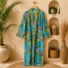Turquoise Blue Floral Paisley Long Kimono Robe – Boho Printed Maxi Kimono Jacket for Women - Image 4