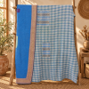 Vintage Blue Check Kantha Quilt – Hand Stitched Cotton Bedspread Throw 60 x 90 Inches - Image 5