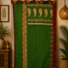 Green Vintage Kantha Curtain – Handmade Cotton Patchwork Boho Indian Window Door Curtain – 1 Pc - Image 4