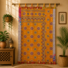 Yellow Vintage Kantha Curtain – Handmade Cotton Patchwork Boho Indian Window Door Curtain – 1 Pc - Image 2