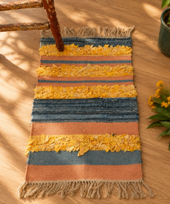 Handmade Cotton Chindi Rag Rug – Assorted Boho Woven & Tufted Floor Mat – Multicolor Recycled Fabric Rug